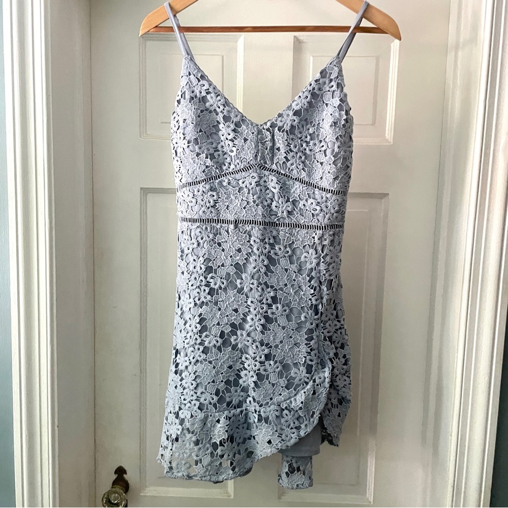 Abercrombie & Fitch Blue Wrap-Front Lace Dress NWT Size Medium - Picture 4 of 14